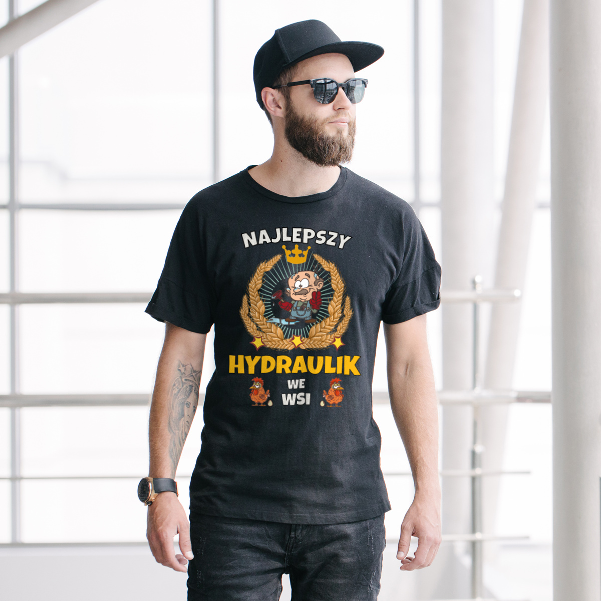 Najlepszy Hydraulik We Wsi - Męska Koszulka Czarna