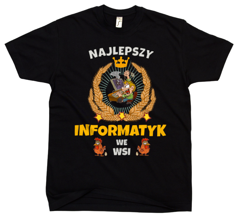 Najlepszy Informatyk We Wsi - Męska Koszulka Czarna