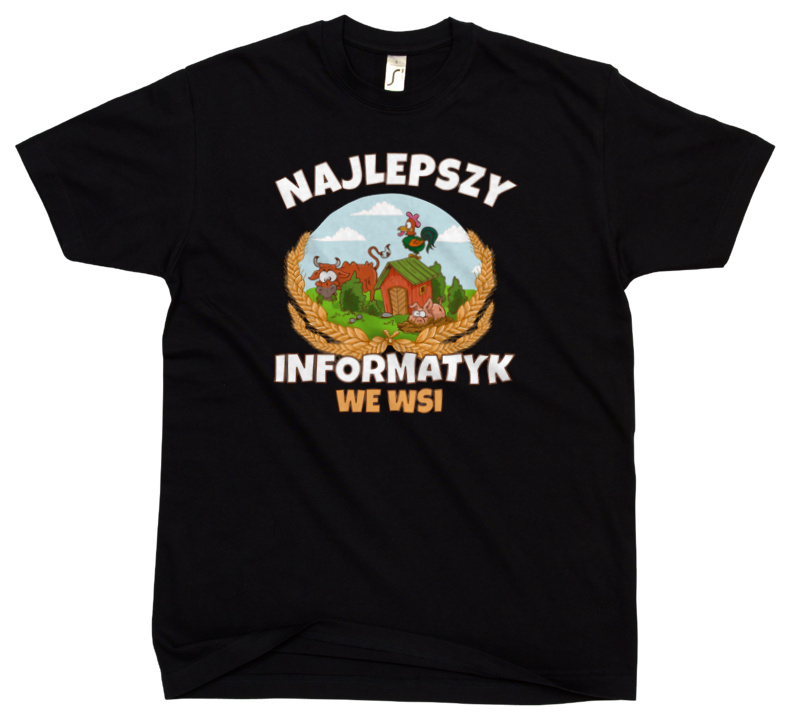 Najlepszy Informatyk We Wsi - Męska Koszulka Czarna