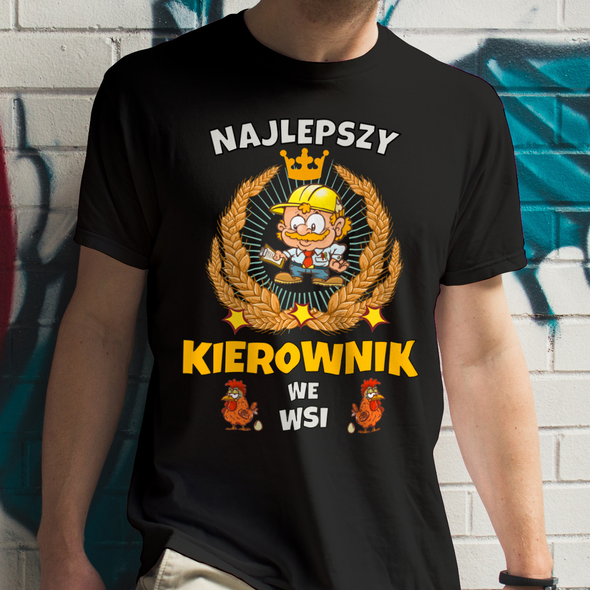 Najlepszy Kierownik We Wsi - Męska Koszulka Czarna