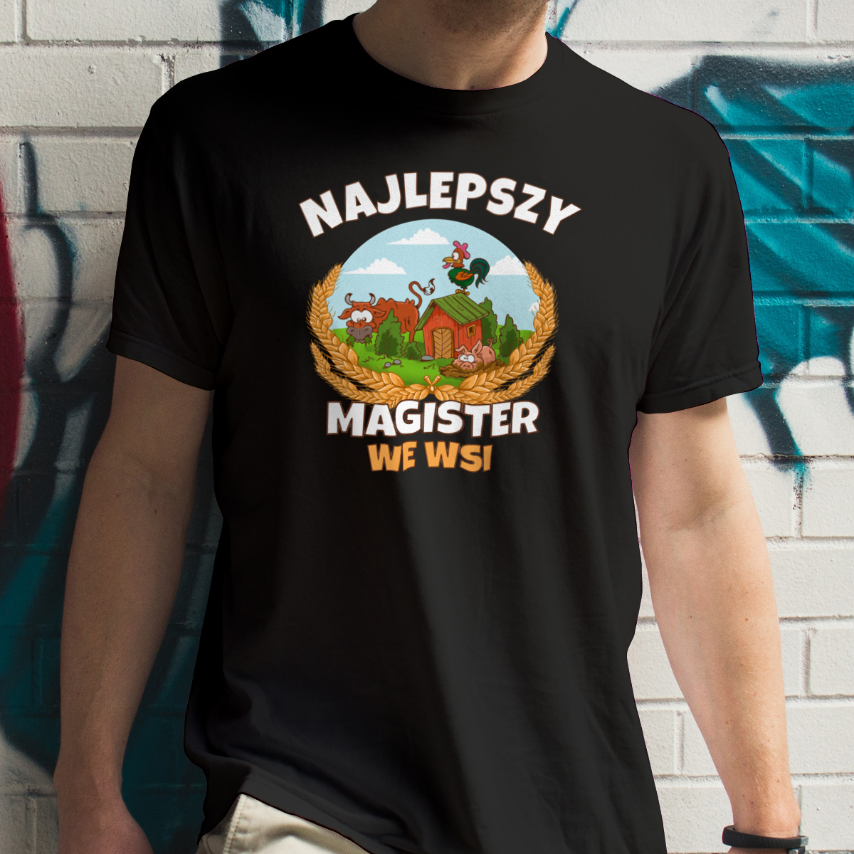 Najlepszy Magister We Wsi - Męska Koszulka Czarna