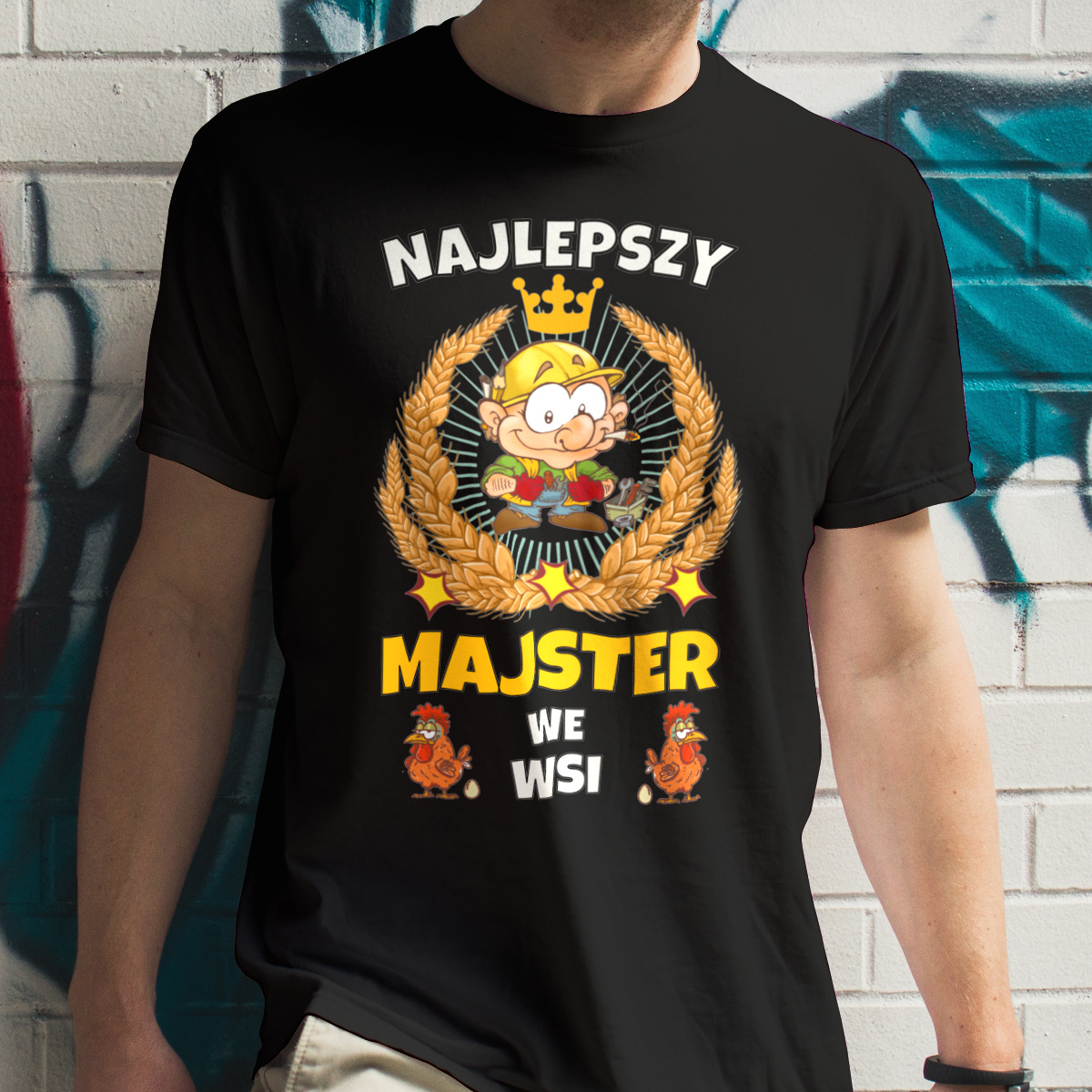 Najlepszy Majster We Wsi - Męska Koszulka Czarna