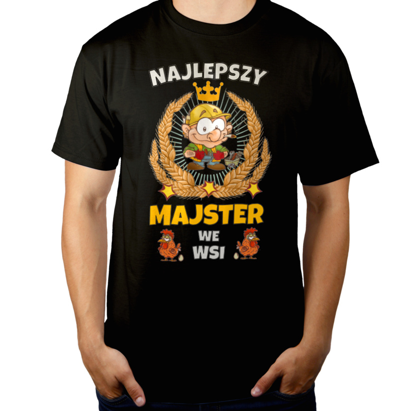 Najlepszy Majster We Wsi - Męska Koszulka Czarna
