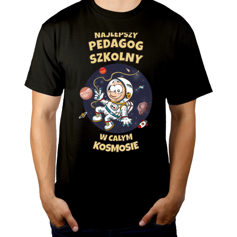 Najlepszy Pedagog Szkolny W Całym Kosmosie - Męska Koszulka Czarna