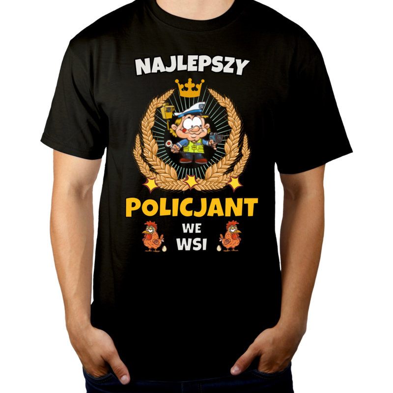 Najlepszy Policjant We Wsi - Męska Koszulka Czarna