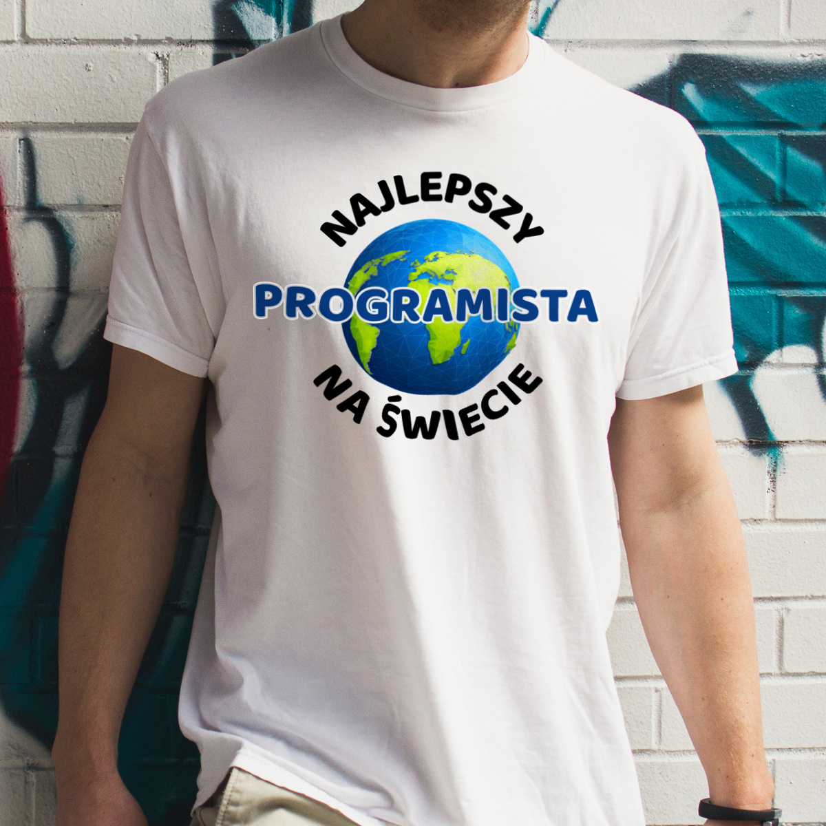 Najlepszy Programista Na Świecie - Męska Koszulka Biała