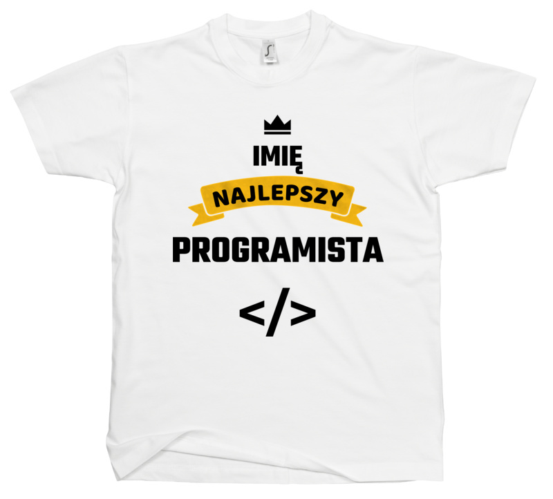 Najlepszy Programista - Twoje Imię - Męska Koszulka Biała