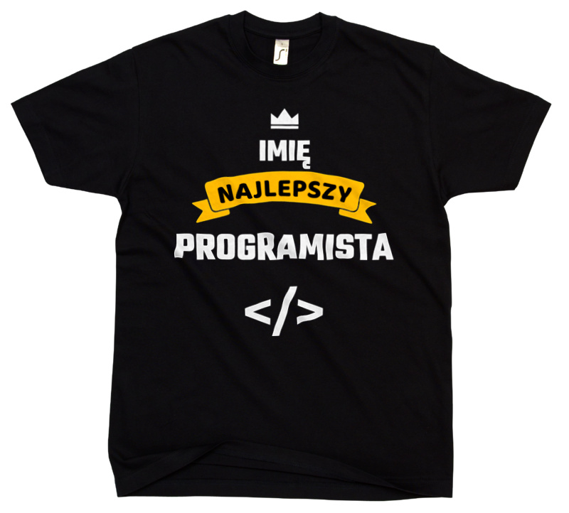 Najlepszy Programista - Twoje Imię - Męska Koszulka Czarna