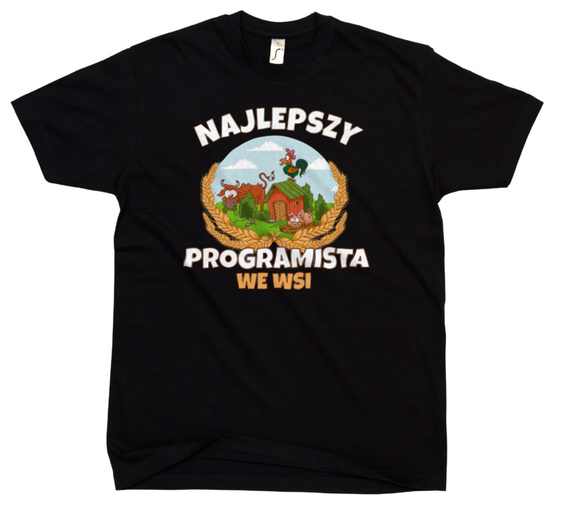 Najlepszy Programista We Wsi - Męska Koszulka Czarna