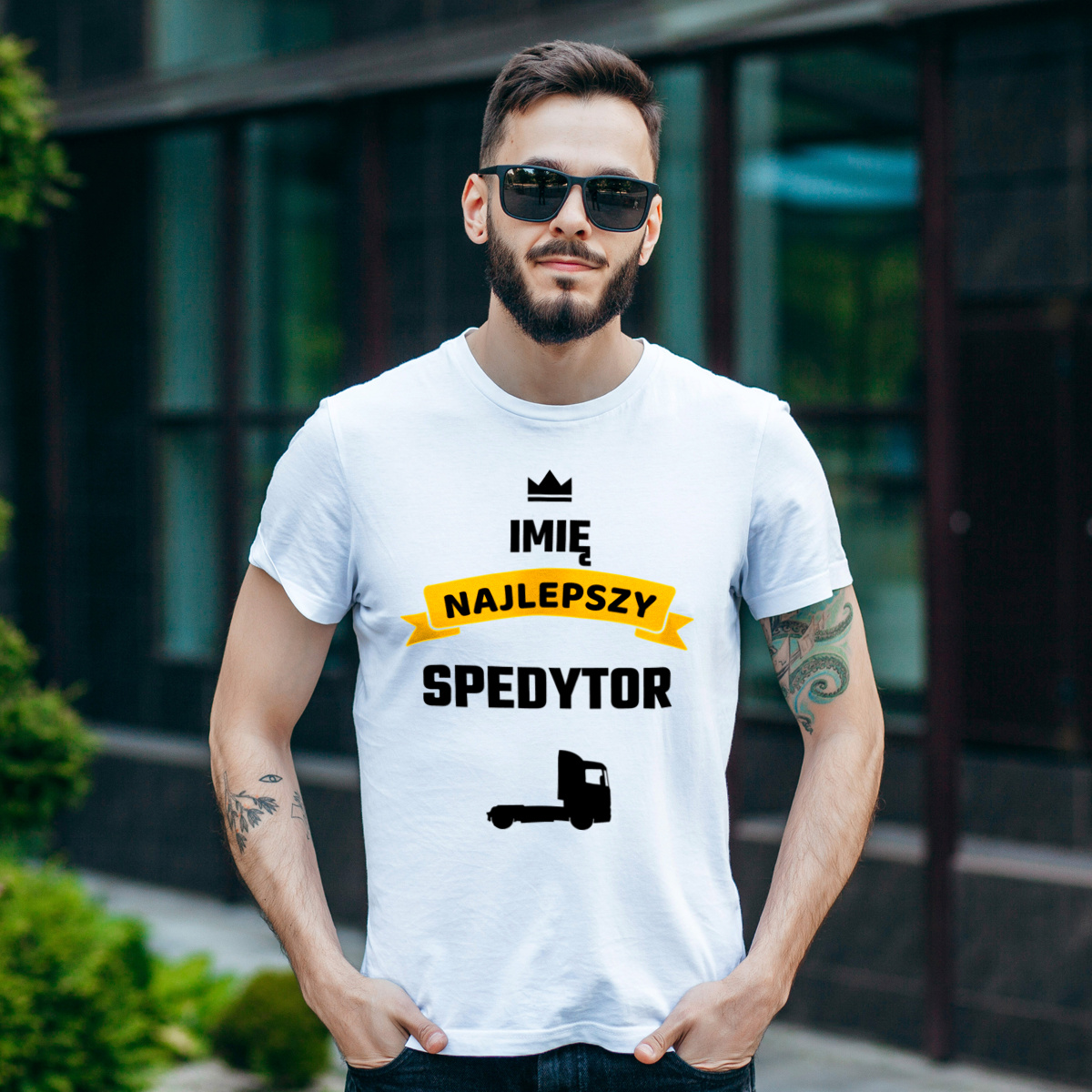 Najlepszy Spedytor - Twoje Imię - Męska Koszulka Biała
