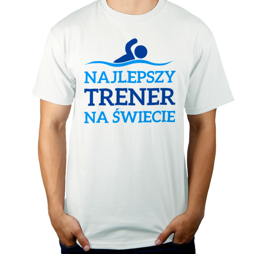 Najlepszy Trener Na Świecie Pływanie - Męska Koszulka Biała