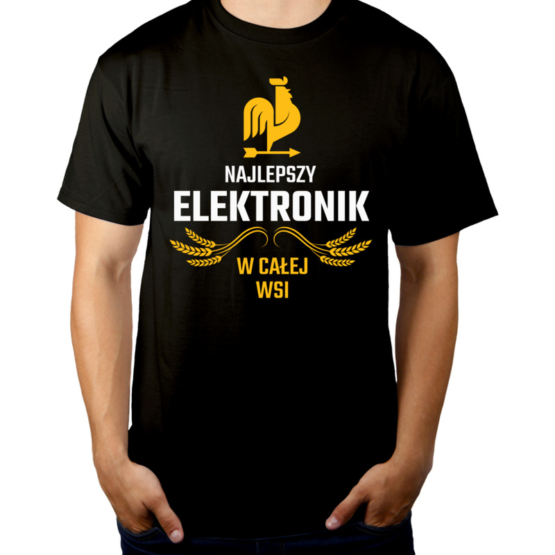 Najlepszy elektronik w całej wsi - Męska Koszulka Czarna