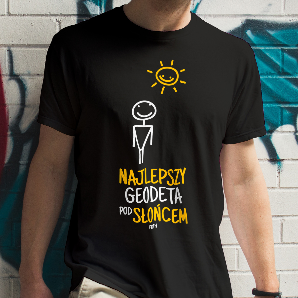 Najlepszy geodeta pod słońcem - Męska Koszulka Czarna