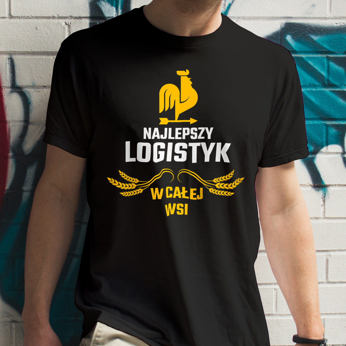 Najlepszy logistyk w całej wsi - Męska Koszulka Czarna