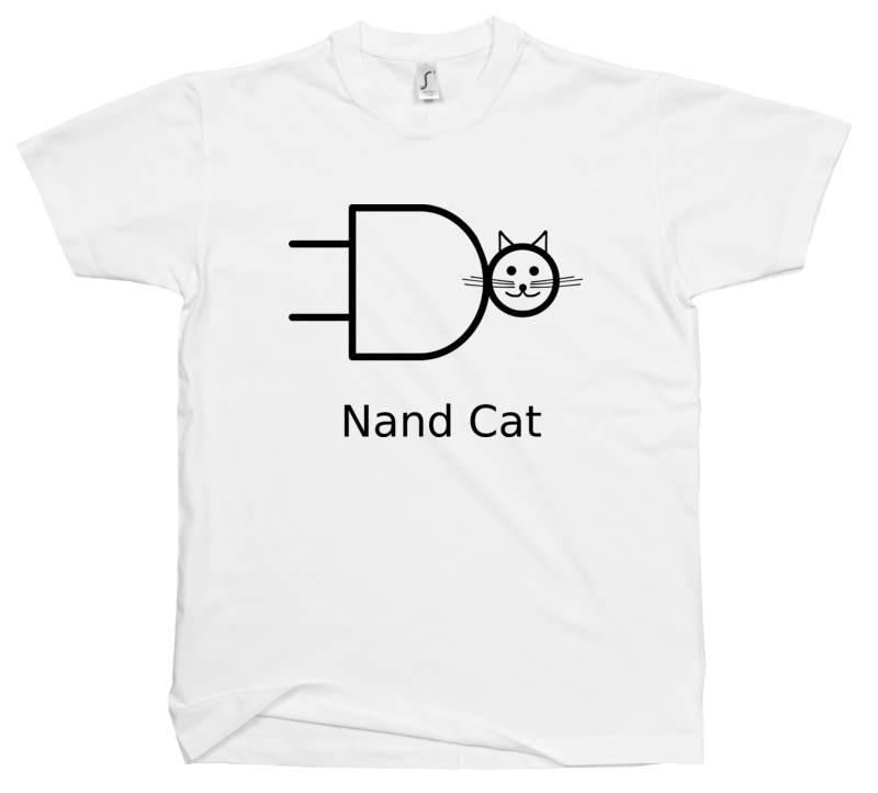 Nand cat - Męska Koszulka Biała