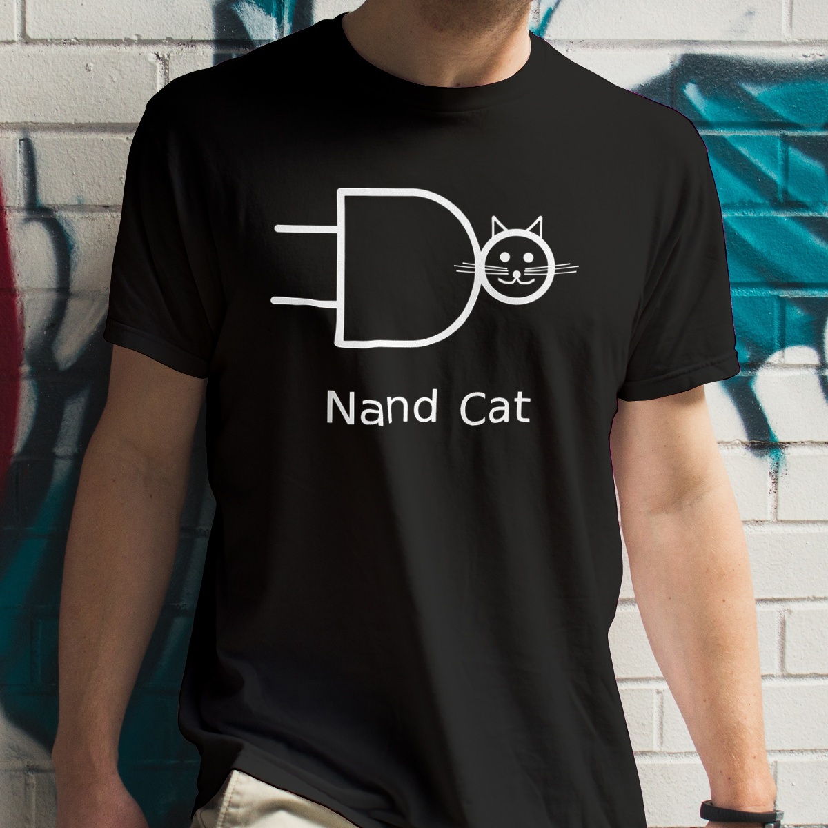 Nand cat - Męska Koszulka Czarna