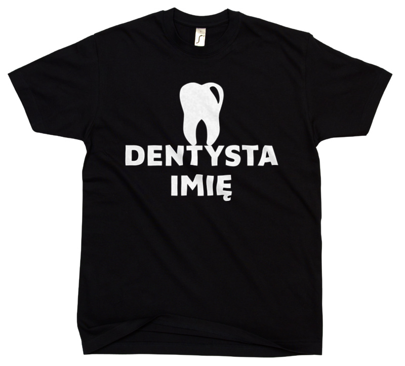 Napis Dentysta - Męska Koszulka Czarna
