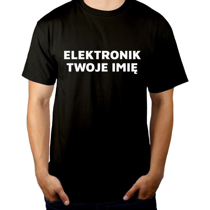 Napis Elektronik - Męska Koszulka Czarna