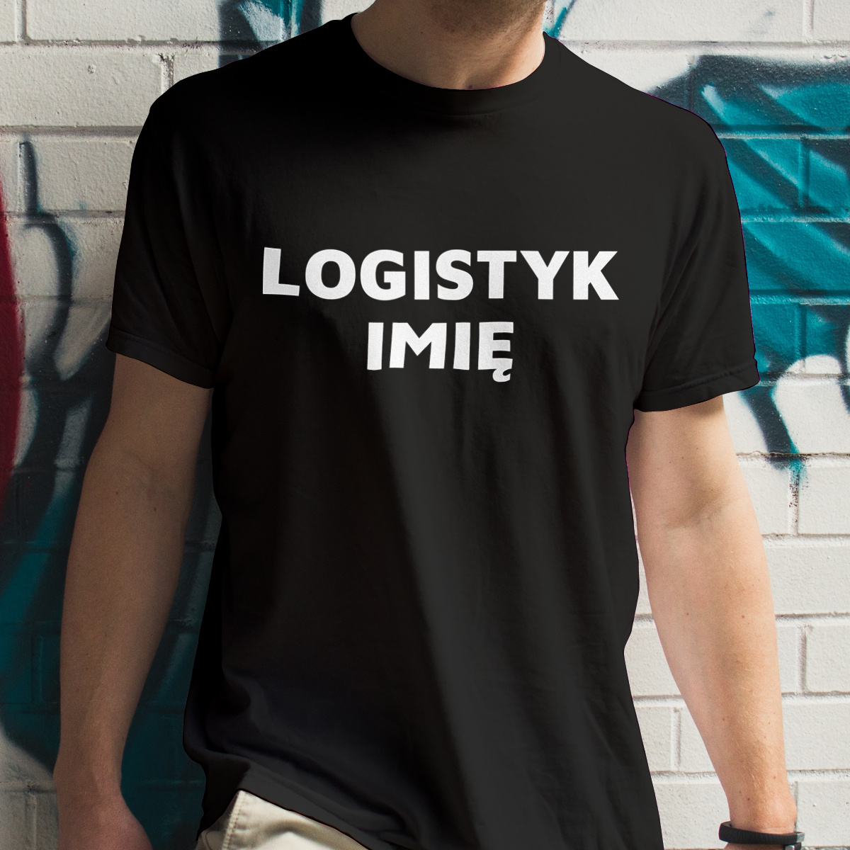 Napis Logistyk - Męska Koszulka Czarna