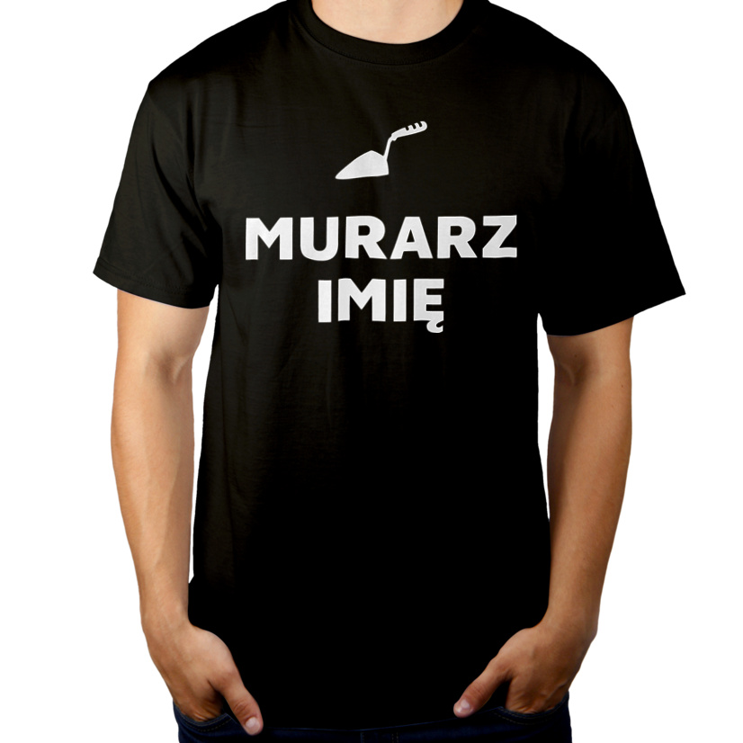Napis Murarz - Męska Koszulka Czarna
