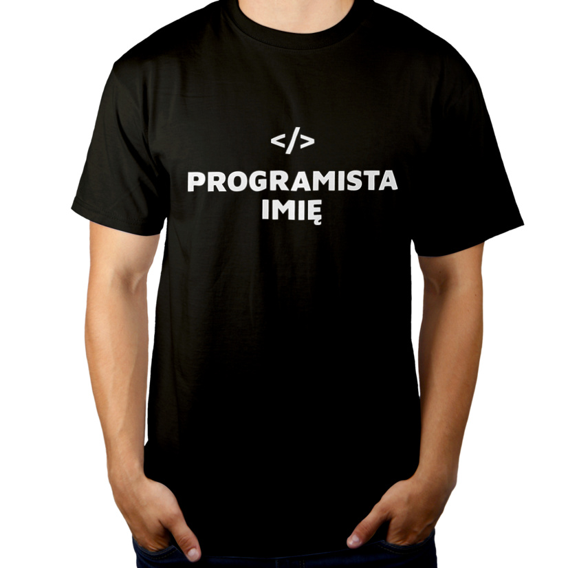 Napis Programista - Męska Koszulka Czarna