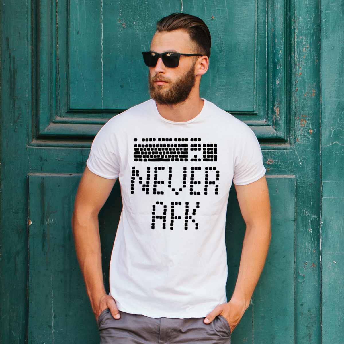 Never AFK - Męska Koszulka Biała