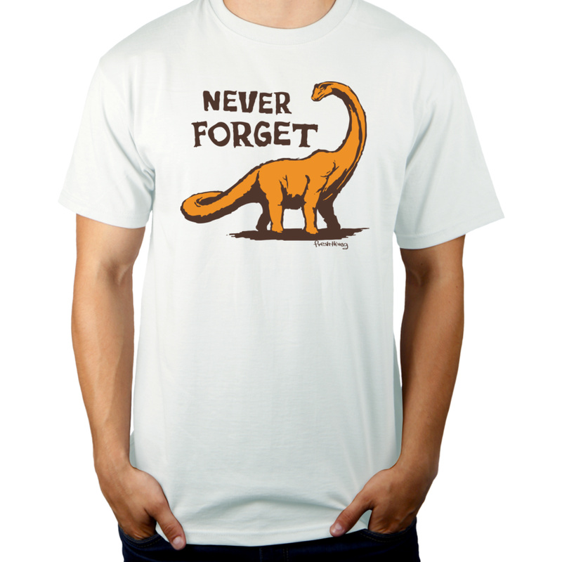 Never Forget Dinozaur - Męska Koszulka Biała
