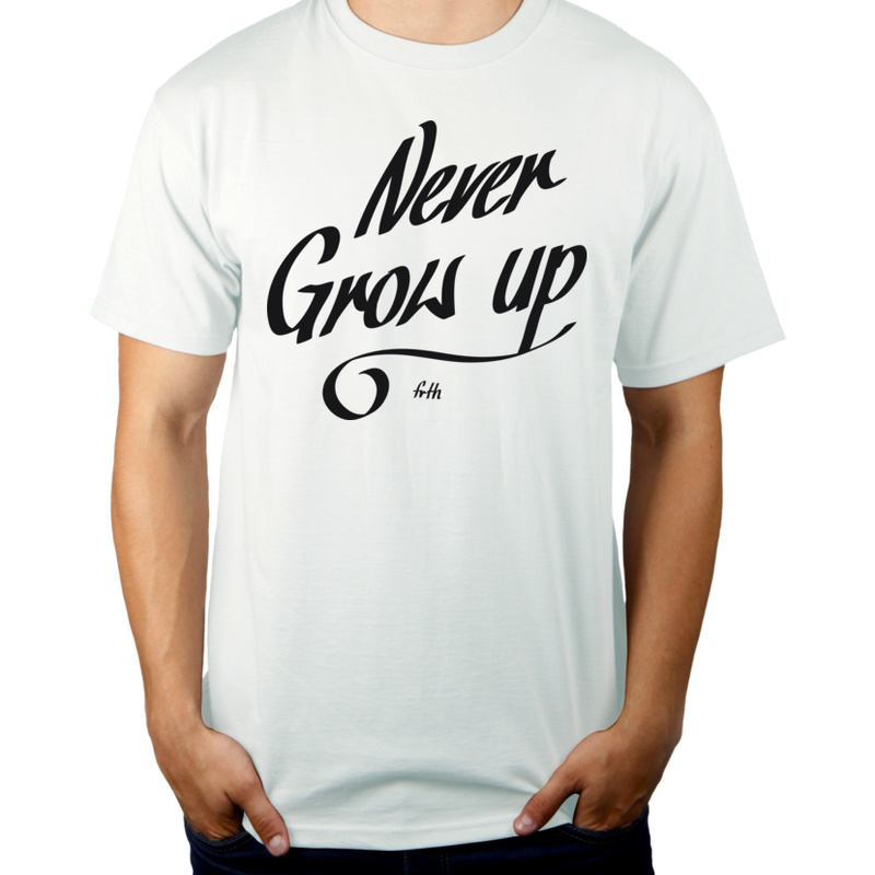 Never Grow Up - Męska Koszulka Biała