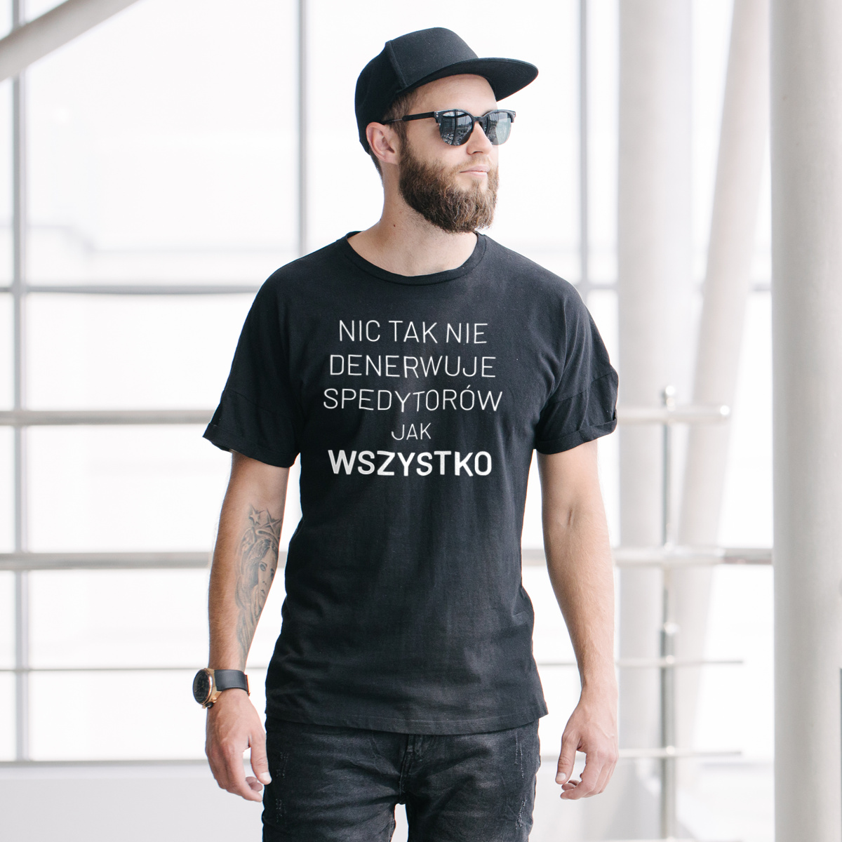 Nic Tak Nie Denerwuje Spedytorów Jak Wszystko - Męska Koszulka Czarna