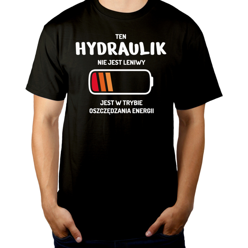 Nie Leniwy Hydraulik - Męska Koszulka Czarna