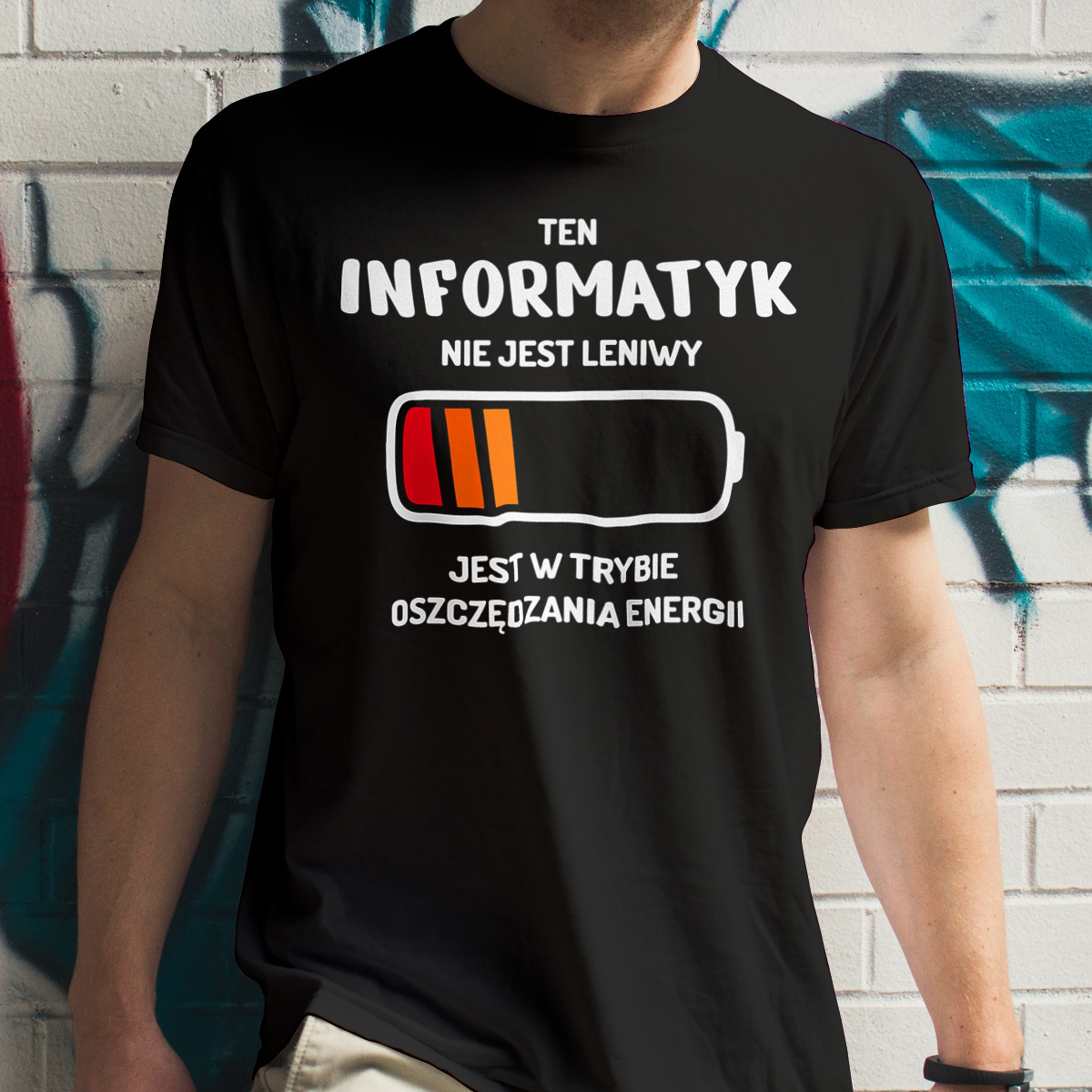 Nie Leniwy Informatyk - Męska Koszulka Czarna