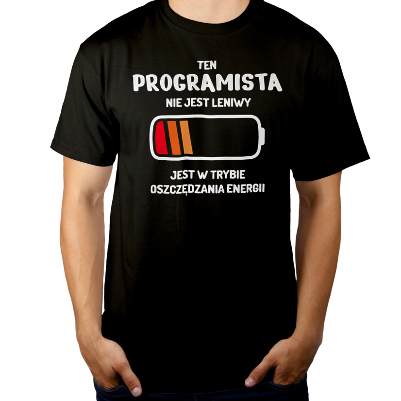 Nie Leniwy Programista - Męska Koszulka Czarna