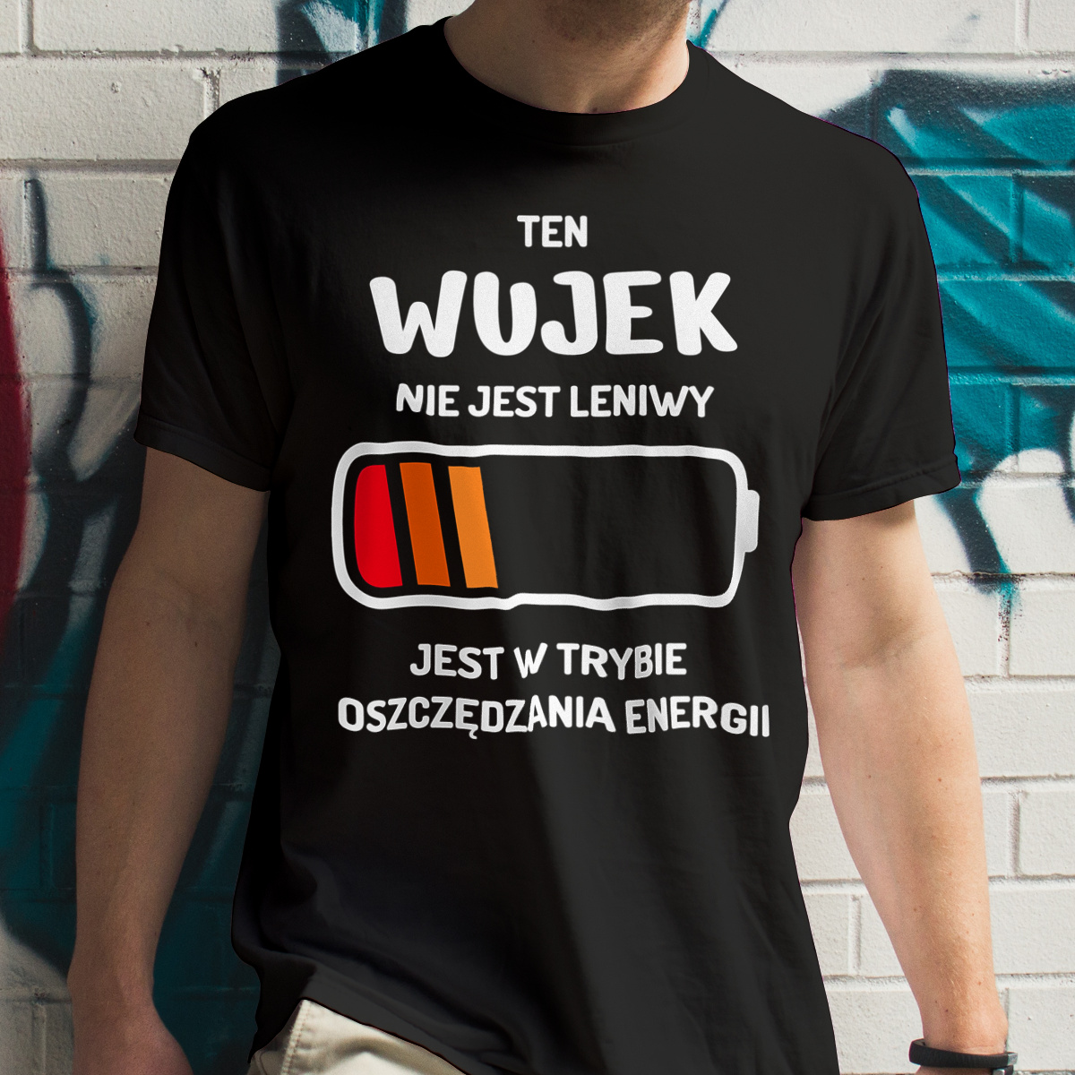 Nie Leniwy Wujek - Męska Koszulka Czarna