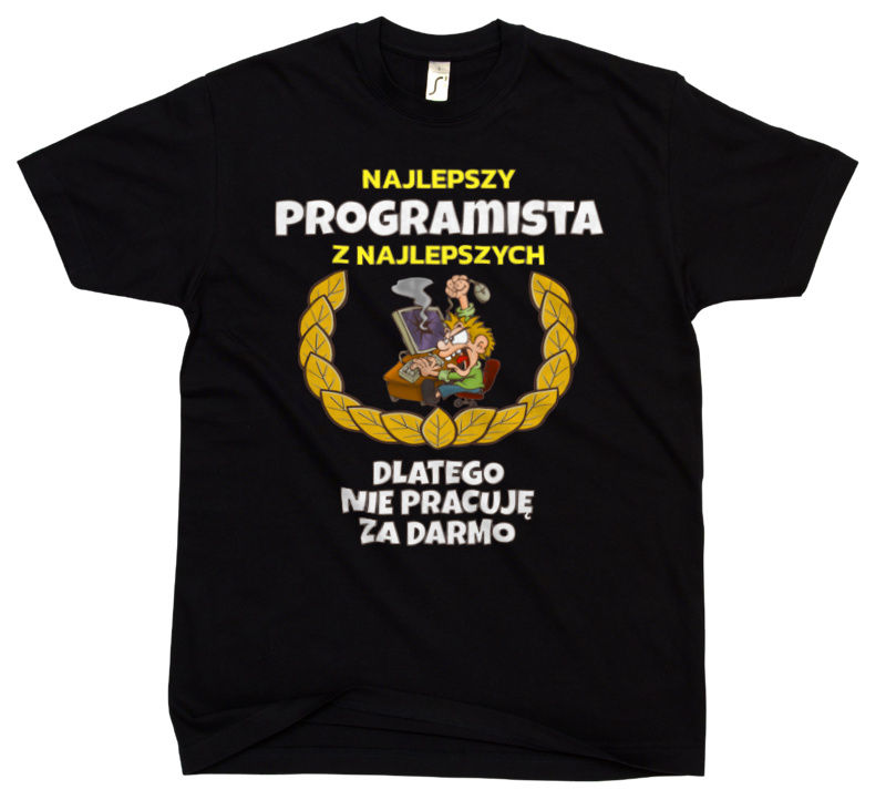 Nie Pracuję Za Darmo Programista - Męska Koszulka Czarna