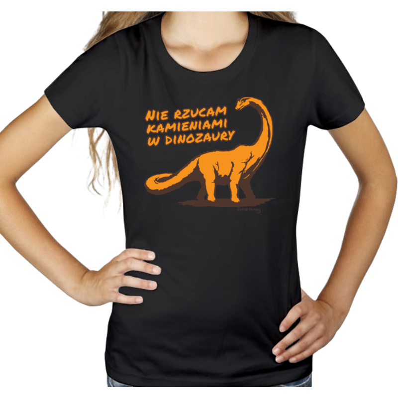Nie rzucam kamieniami w dinozaury - Damska Koszulka Czarna