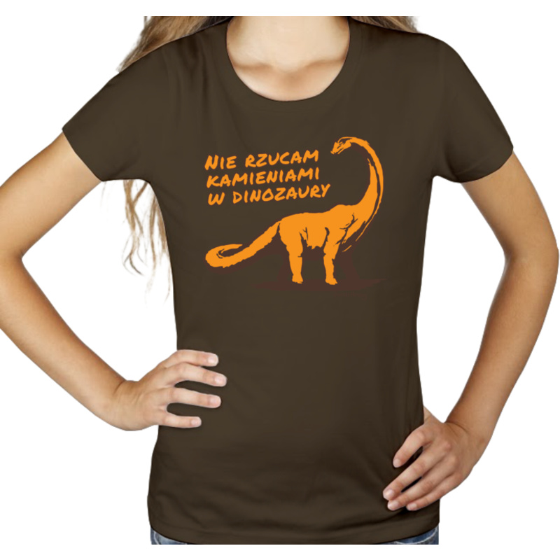 Nie rzucam kamieniami w dinozaury - Damska Koszulka Czekoladowa