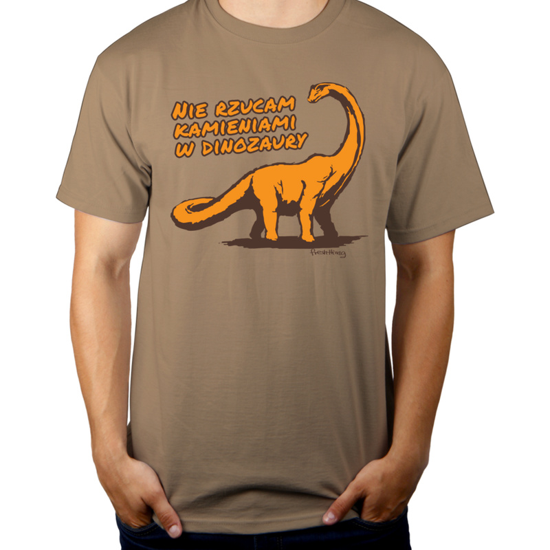 Nie rzucam kamieniami w dinozaury - Męska Koszulka Jasno Szara