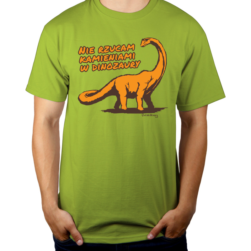Nie rzucam kamieniami w dinozaury - Męska Koszulka Jasno Zielona