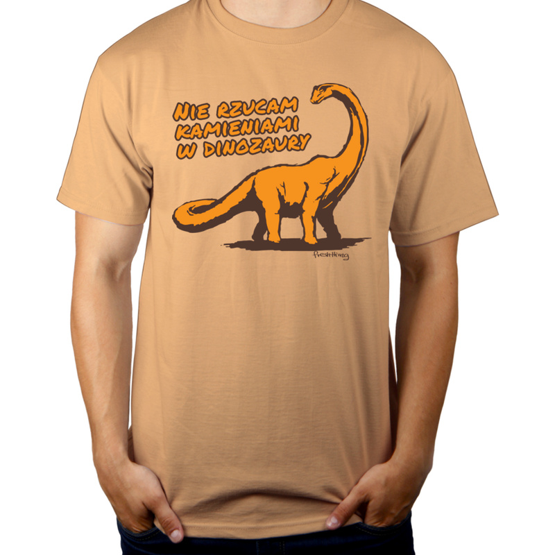 Nie rzucam kamieniami w dinozaury - Męska Koszulka Piaskowa