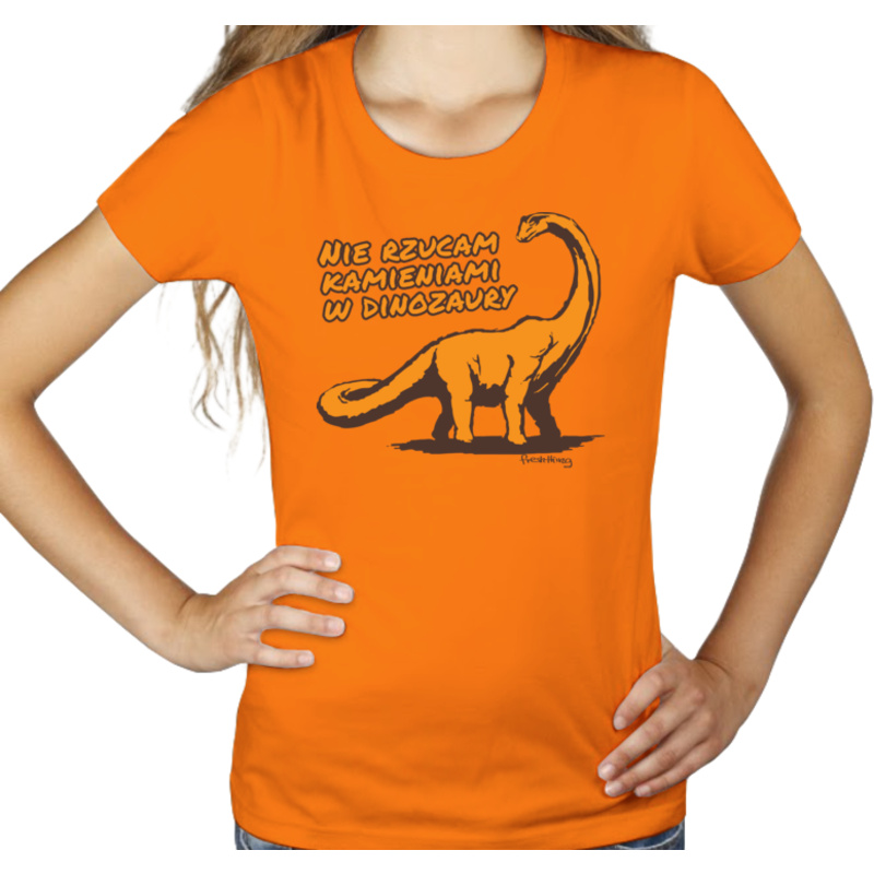 Nie rzucam kamieniami w dinozaury - Damska Koszulka Pomarańczowa