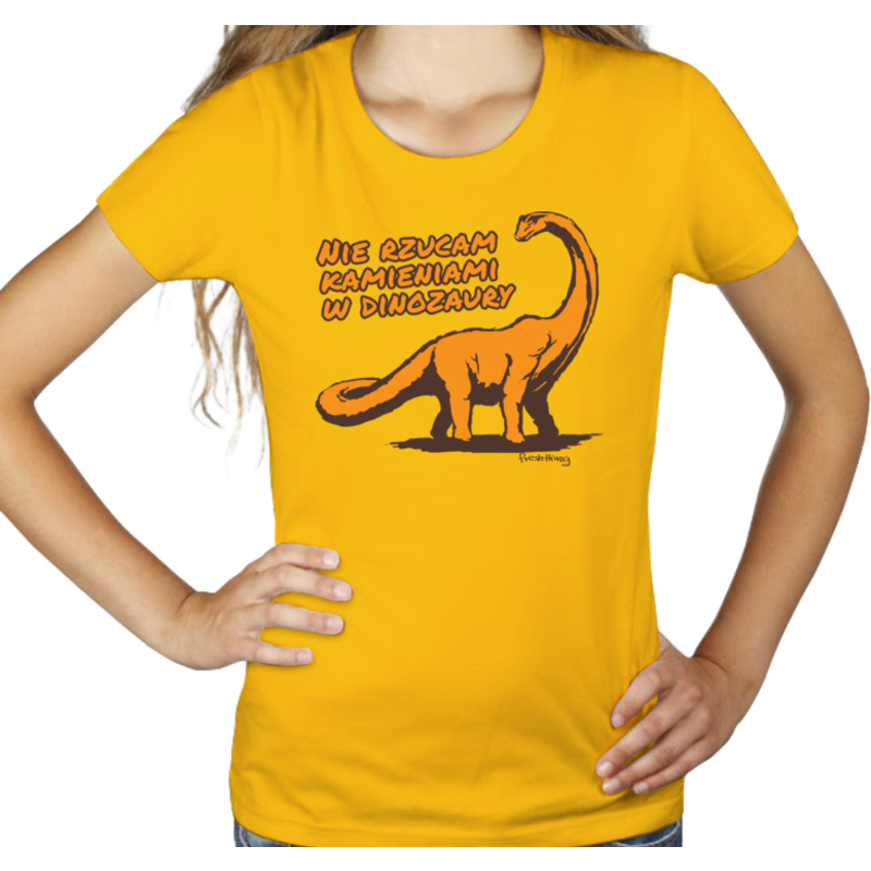 Nie rzucam kamieniami w dinozaury - Damska Koszulka Żółta