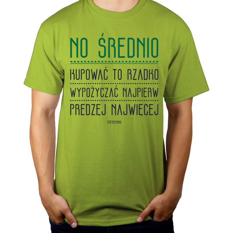 No Średnio - Męska Koszulka Jasno Zielona