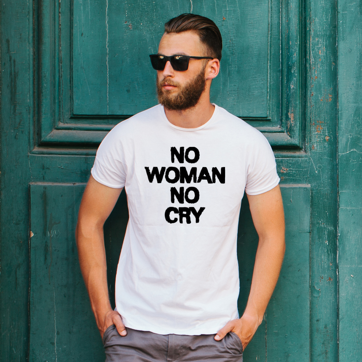 No woman no cry - Męska Koszulka Biała