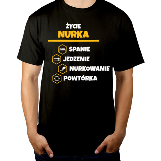 Nurek - Spanie Jedzenie - Męska Koszulka Czarna