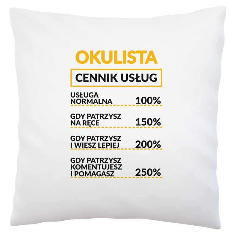 Okulista - Cennik Usług - Poduszka Biała