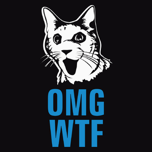 Omg Wtf Cat - Męska Koszulka Czarna