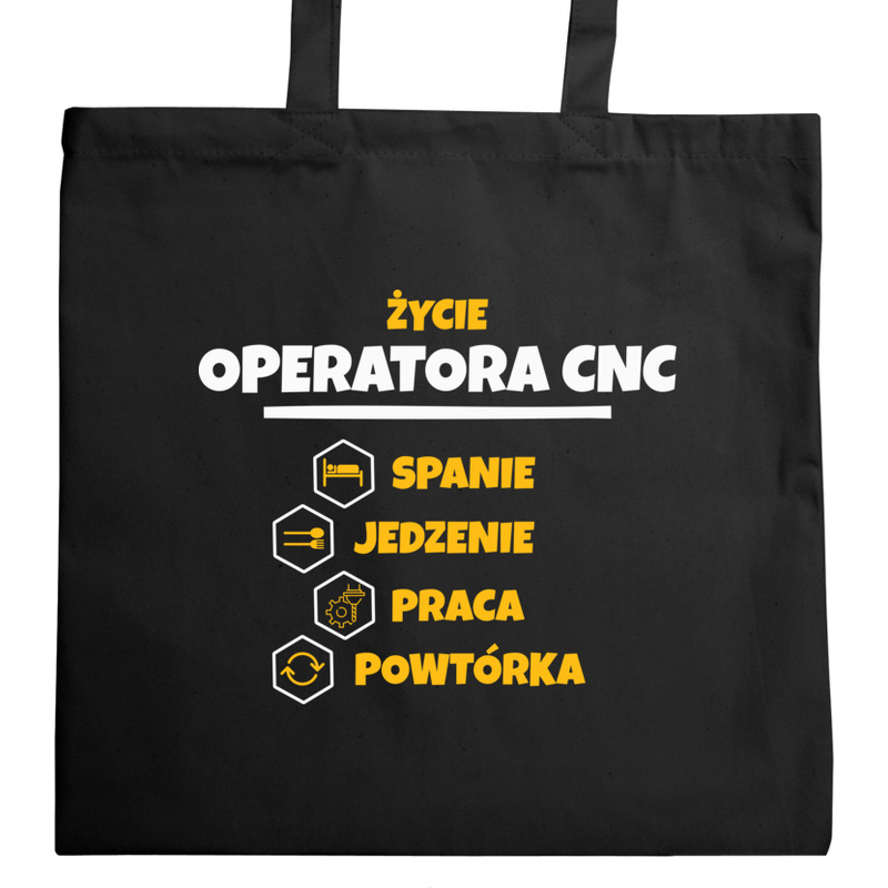 Operator Cnc - Spanie Jedzenie - Torba Na Zakupy Czarna