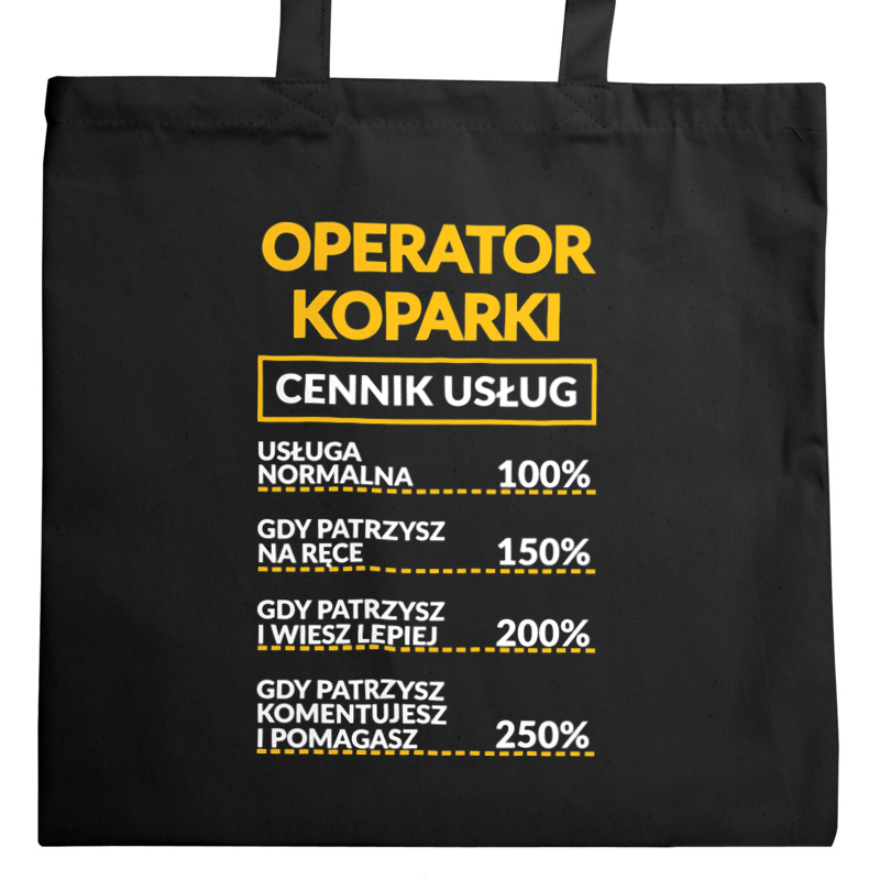Operator Koparki - Cennik Usług - Torba Na Zakupy Czarna