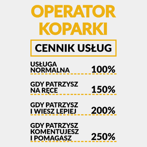 Operator Koparki - Cennik Usług - Męska Koszulka Biała