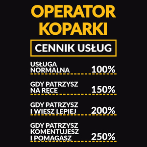 Operator Koparki - Cennik Usług - Męska Koszulka Czarna